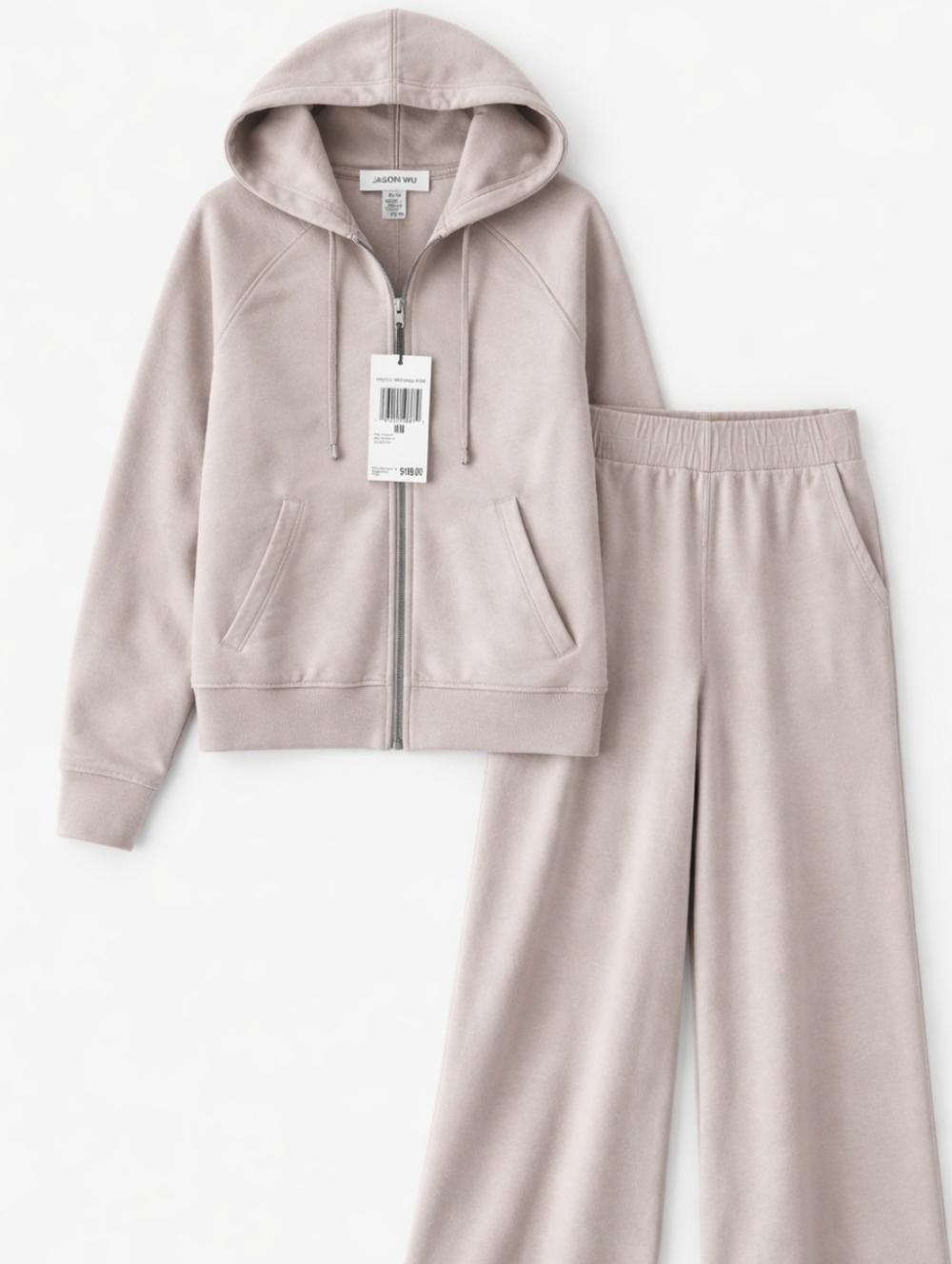 Jason Wu Hoodie Wide Leg Lounge Set M Weathered Stone Neutral Minimalist Travel